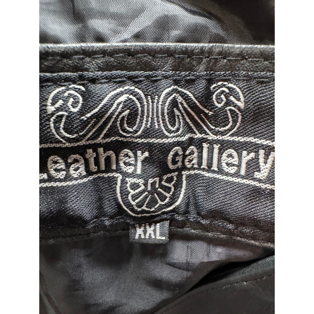 Leather Gallery Mens Black Biker Vest Braided Trim Side Lace Leather XXL - Picture 4 of 4